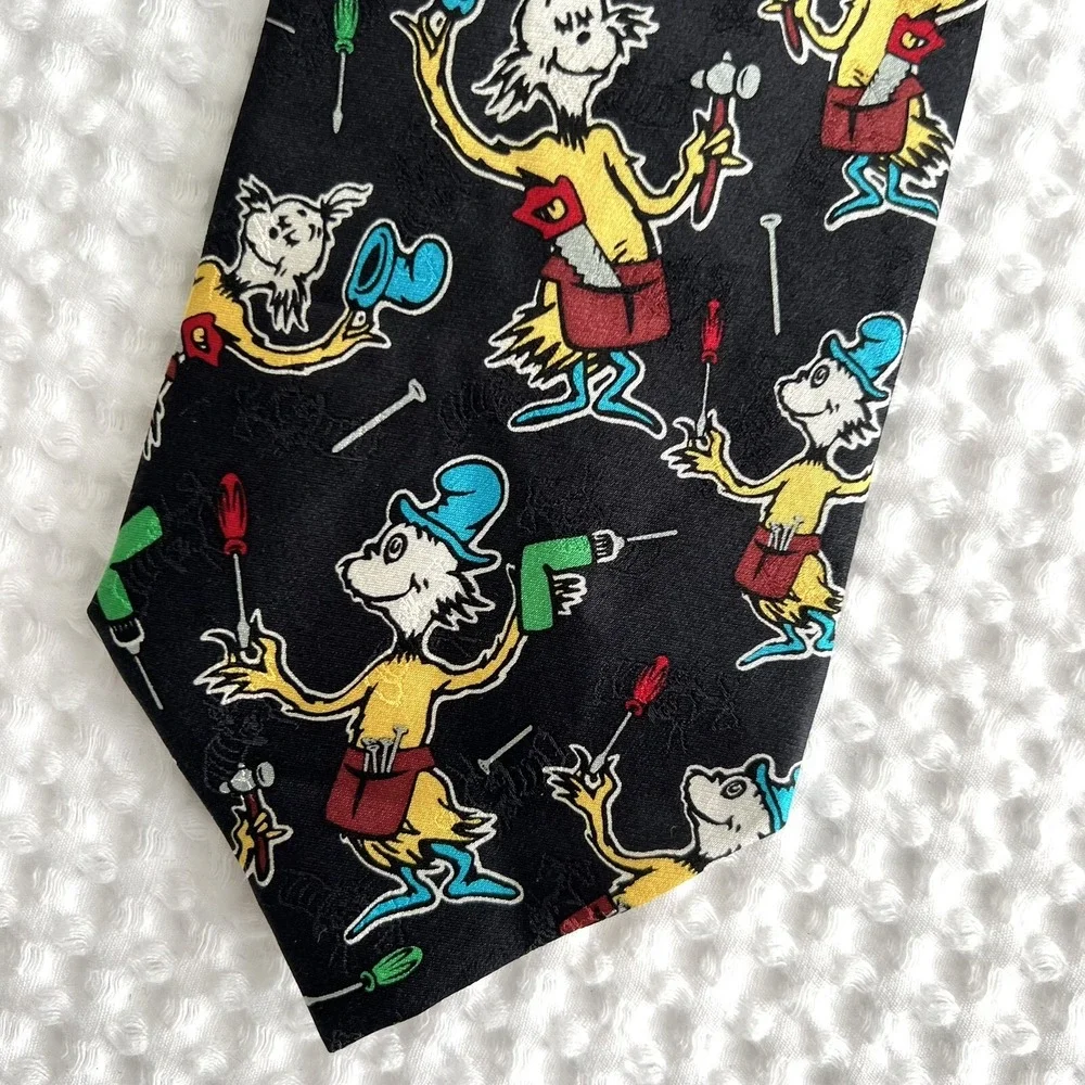 Vintage 90s Dr. Seuss Silk Tie Green Eggs And Ham New With Tags Whimsical Preppy